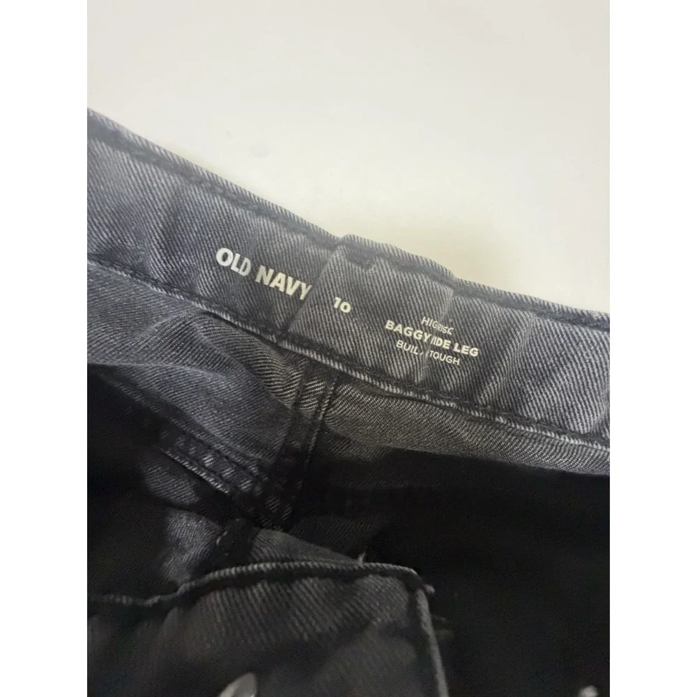 Old Navy Girls Baggy Wide Leg Jeans Bundle Size 10 (2 Pairs) Gray & Black